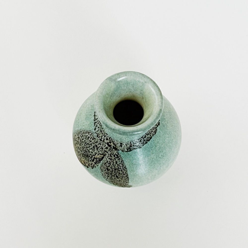 Small Vintage Sea Foam Grey Turquoise Fat Lava Ceramic Teardrop Vase​​ - Picture 4 of 8